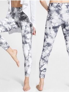 Athleta Gray Marble Tie-Dye High-Rise Leggings